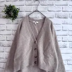 UNIQLO★スフレヤーンショートカーディガン(M) ベージュ Vネック
