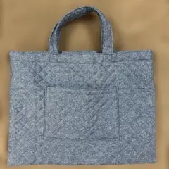 グレー キルティング 手提げバッグ