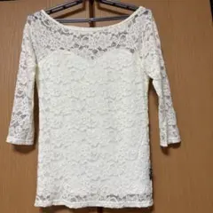 Cecil アイボリー レース 五分袖 カットソー
