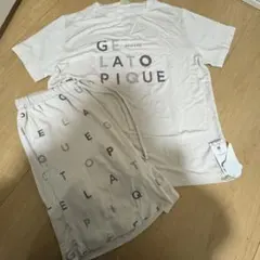 新品 レーヨンロゴワンポイント セットアップ ルームウェア ジェラートピケ