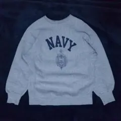 【NAVY ロゴ】スウェット USA製 90s リバースウィーブ M