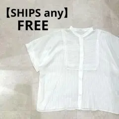 【美品】SHIPS any フロントレース シアーシャツ ブラウス 白 Fのサムネイル