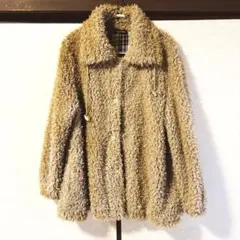 【試着のみ】プードルコート ボアジャケット ベージュ 3L
