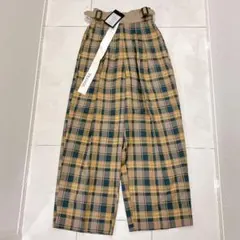 TRANOI. トラノイ チェックグルカパンツ ワイド レーヨン混 タグ付