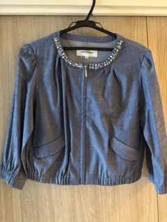 MISCH MASCHミッシュマッシュ　ビジュー付きジップアップサマージャケット