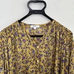 niko and... 花柄 ロングシャツワンピース マスタード③M