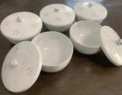 蓋付き湯飲み5個 蛍透かし 昭和レトロ アンティーク VINTAGE まとめ売り