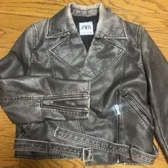 ZARA シルバー レザー ライダースジャケット 平成ギャル y2k 短丈