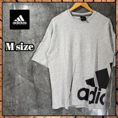 adidasアディダスTシャツ　グレー　デカロゴ　アメリカ古着
