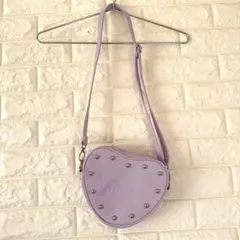美品◎ピンクラテ◎ スタッズ付きハート合皮ショルダー