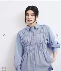 新品タグ付き VIS シャーリングデザインシャツ ブルーストライプ