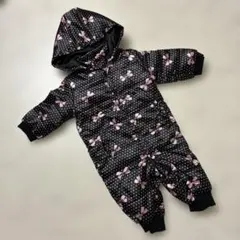 ベビー 女の子 オールインワンダウン リボン ドット柄 80サイズ