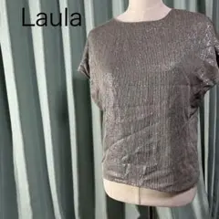 Laula シルバースパンコール 短袖トップス 絹100% 後ろファスナーのサムネイル