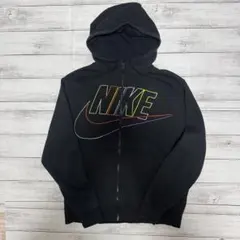 NIKE ナイキ パーカー フルジップ 刺繍ロゴ ブラック レインボー
