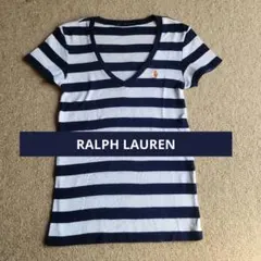 RALPH LAUREN　ストライプ Vネック Tシャツ 女性用
