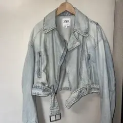ZARA ライトブルー クロップドデニムジャケット