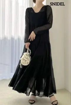 未使級✨ SNIDEL スナイデル　ニットティアードワンピース　ロング丈　黒