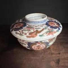 古伊万里 手描き 色絵花鳥図蓋物 金蘭手 赤絵 幕末～明治時代 - メルカリ