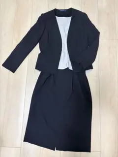 AOKI LES MUES スカートセットアップ　３点セット　ネイビー