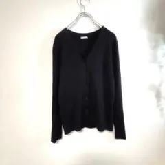 GU リブニットカーディガンブラックVネック きれいめ　シンプルレディースM