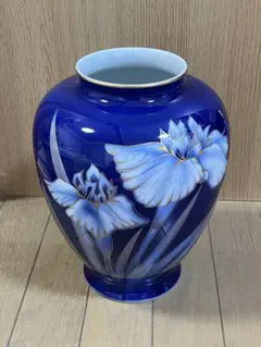 高級・極美品】香蘭社 大花瓶 高さ30cm 金彩 エナメル彩 ライトブルー