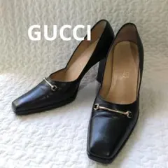 GUCCI グッチ ホースビット スクエアトゥ パンプス ヒール　23.5cm