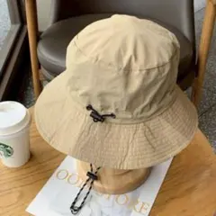 ベージュ　防水　バケットハット 紫外線カット　折りたたみ　携帯用　釣り　登山