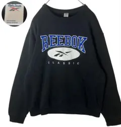 Reebokリーボックでかロゴ ベクターロゴ ブラックスウェットゆったりサイズのサムネイル