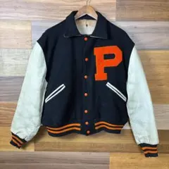 60s BUTWIN 襟付き レザー切り替え スタジャン アワードジャケットのサムネイル