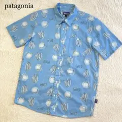 90s Patagonia 椰子の木タグ パーム柄アロハシャツ ココナッツボタン 
