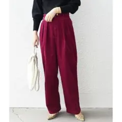 SHIPS　シップス　綿100％太畝コーデュロイタックパンツ　ワイン　S