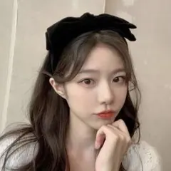 カチューシャ リボン ベロア 韓国 ヘアアクセ レディース ヘアリボン 小顔