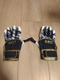 ZETT バッティンググローブ 両手用 ブラック×ホワイト　Mサイズ　手袋