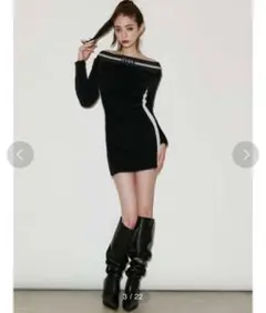 GYDAライン オフショルシャギーニットワンピース