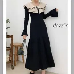 dazzlin ダズリン　レイヤードパイピングニットワンピース　ブラック　F