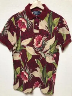 ポロバイ ラルフローレン 半袖 ポロシャツ ボタニカル 花柄 M 90s 鹿の子