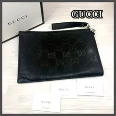 GUCCI クラッチバッグ　GGエンボス レザー　型押し　エンボスロゴ　GGロゴ