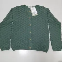 H&M グリーン ケーブル編み カーディガン 122/128