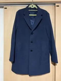 未使用級美品　ジョンピアース　チェスターコート ネイビーチェック　高級生地　L CLASSY.1月号掲載】ウールカシミヤビーバー チェスターコート （その他