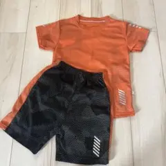 キッズ スポーツウェア セットアップ メッシ素材 オレンジ 130サイズ