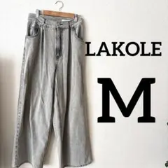 ま*ゆ様 【LAKOLE】グレー デニム ワイドパンツ Mのサムネイル