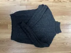 ニット セーター タートルネック メンズ XL ブラック ケーブル編みのサムネイル
