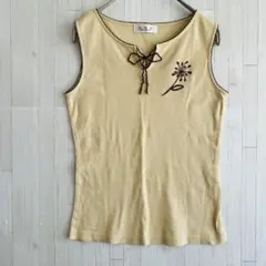 a.v.v 花刺繍 ノースリーブ カットソー リボン 綿100 38のサムネイル