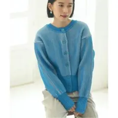 2WAY 配色リブスポンディッシュニットカーディガン