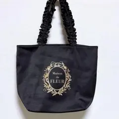 黒 M フリルハンドル トートバッグ メゾンドフルール