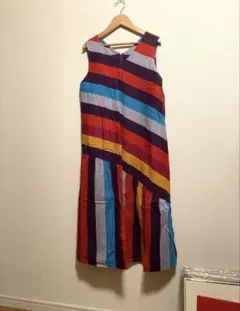 vintage ヴィンテージ　マルチストライプ　ノースリーブワンピース