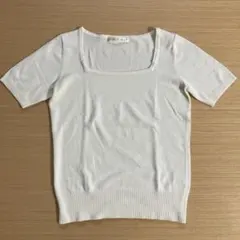 LINK IT ALL 半袖ニット　アイボリー　サイズ40のサムネイル