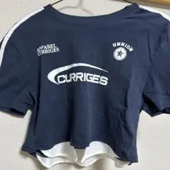 CURRIGES クロップドTシャツ ネイビー