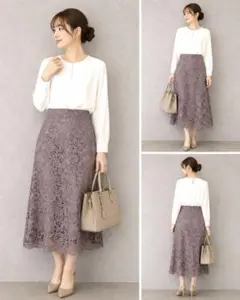 【美品】プロポーション ツートーンケミカルレースタイトスカート ピンク M 花柄