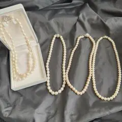 美品 4本セット 本真珠 パール ネックレス ラウンド　ホワイト ピンク